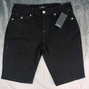 True Religion Ricky Relaxed Straight Shorts Size 32 Black Denim